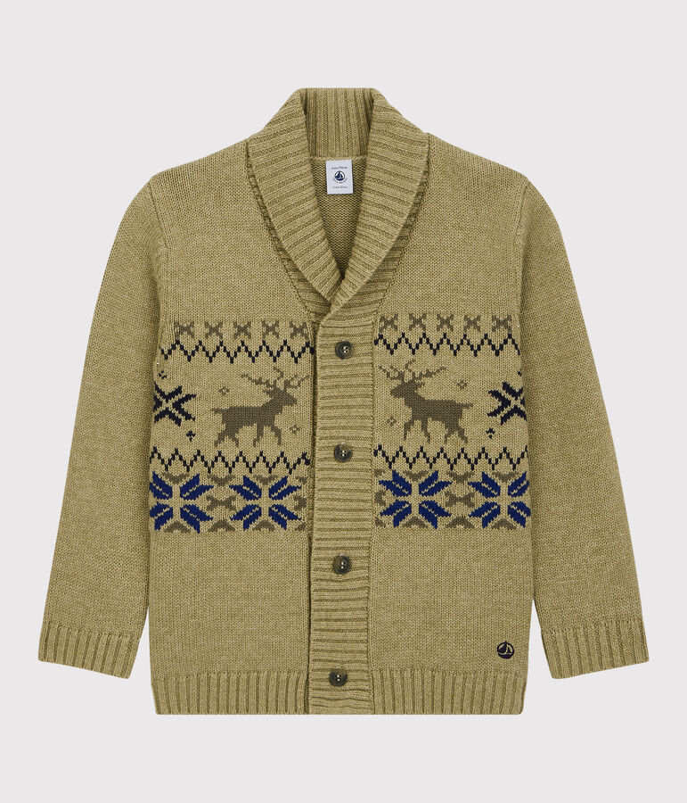 Boys' Wool/Cotton Cardigan beige/multicolor
