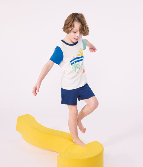 Children's short cotton pyjamas MARSHMALLOW white/MULTICO white