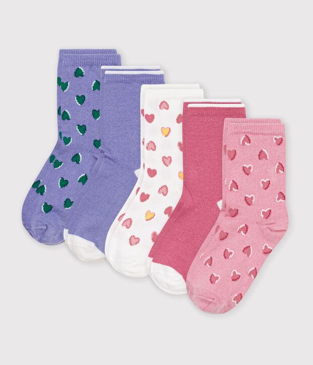 5 pairs of babies' cotton socks with a heart print multicolor