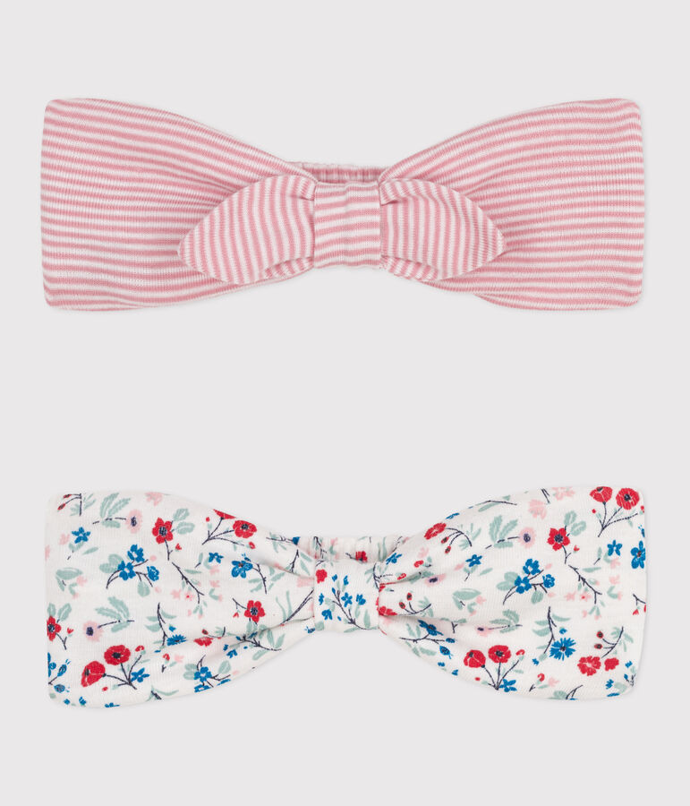 Baby girls' cotton hairbands - 2-pack multicolor