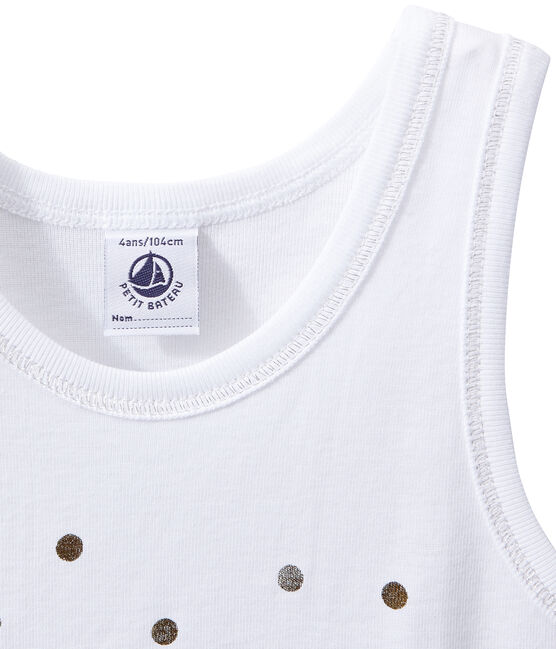Girl's tank top with gold motif ECUME white