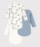 Pack of long-sleeved dog print cotton bodies for babies multicolor