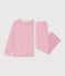 Women's straight-leg stripy cotton pyjamas pink/white
