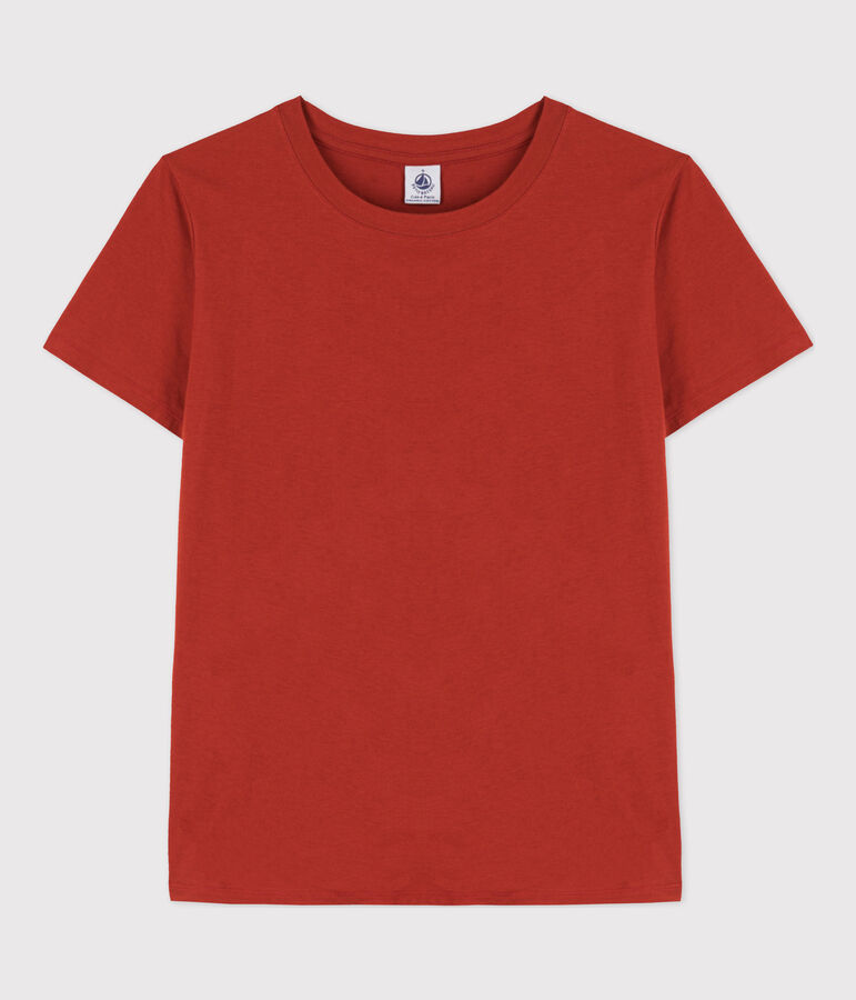 Women's Straight Round-Neck Cotton T-Shirt red