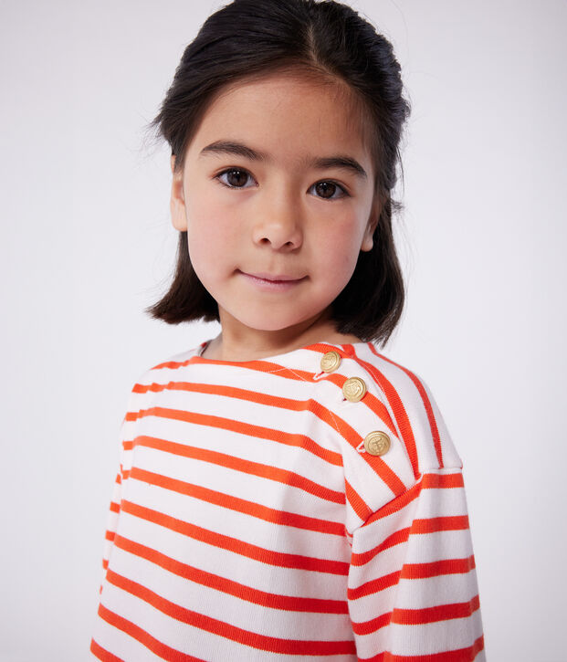 Children's long-sleeved stripy cotton dress pink/red