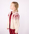 Children's cotton and wool patterned jacquard cardigan AVALANCHE Ecru/AMARANTE