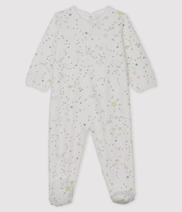 Babies' Velour Sleepsuit white/multicolor