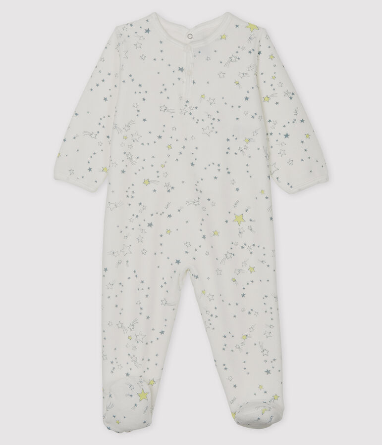 Babies' Velour Sleepsuit white/multicolor