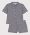 Women's striped buttoned cotton short pajamas blue/white