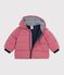 Babies' puffer jacket in plain polyester pink