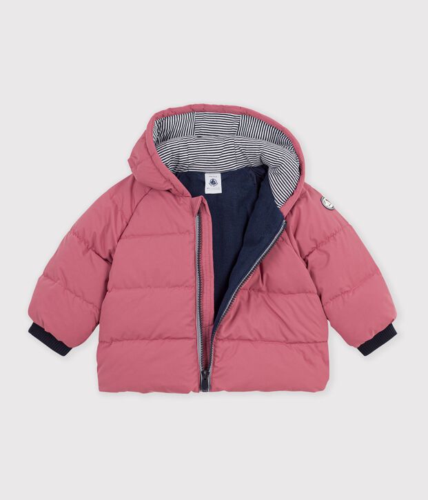 Babies' puffer jacket in plain polyester pink