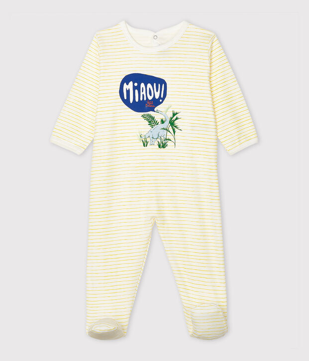 Babies' Ribbed Sleepsuit white/yellow
