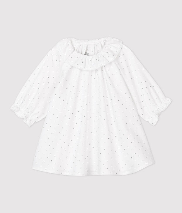 Baby Girls' Floral Organic Cotton Twill Dress white/grey