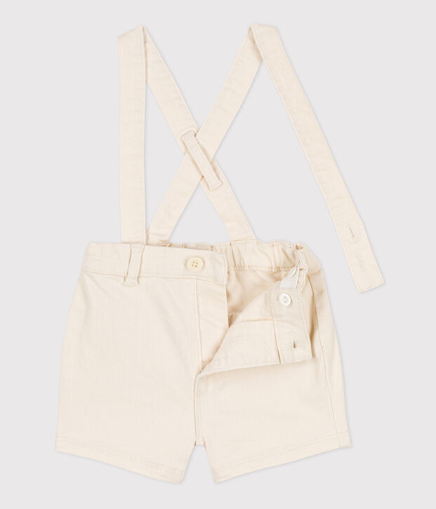 Babies' Denim Dungaree Shorts Ecru