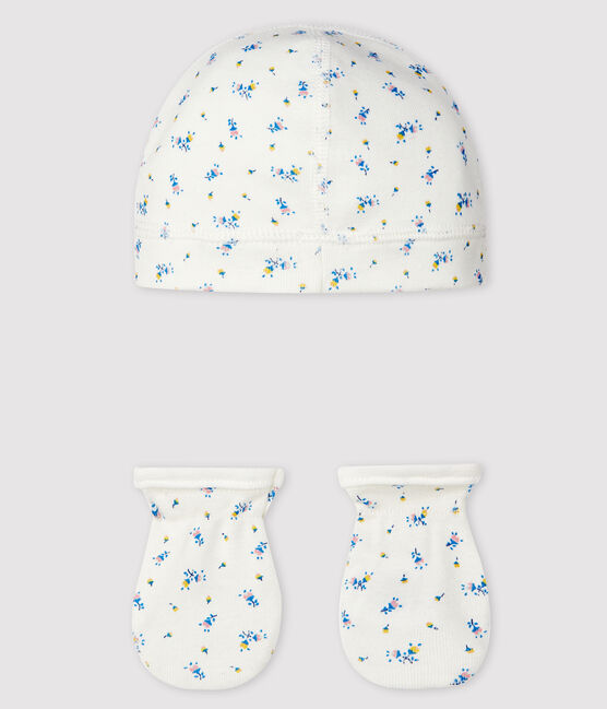 Newborn Babies' Bonnet and Mittens Set in Rib Knit variante 1