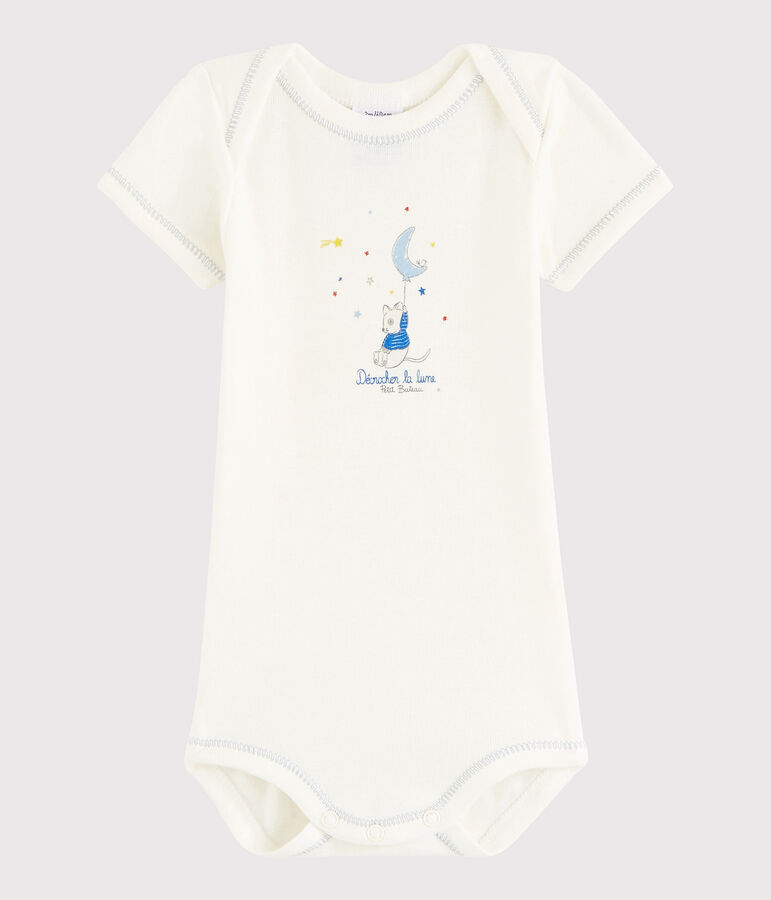 Baby Boys' Short-Sleeved Bodysuit Lait white