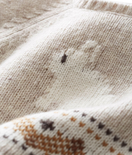 Baby boy's cardigan in knit jacquard CREAMY CHINE beige
