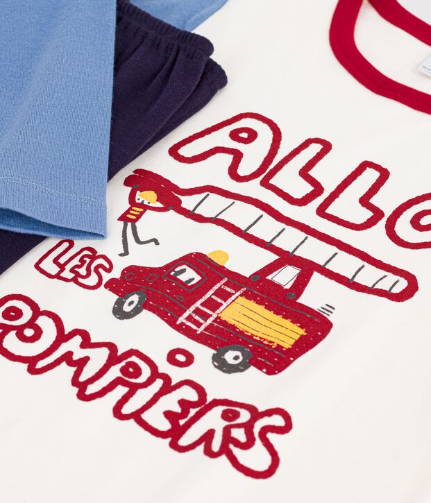 Children's firefighter design cotton pyjamas. blue/multicolor