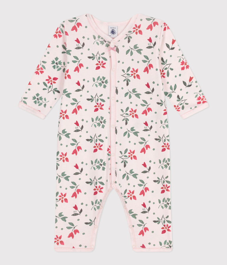 Babies' footless floral cotton pyjama suit pink/multicolor