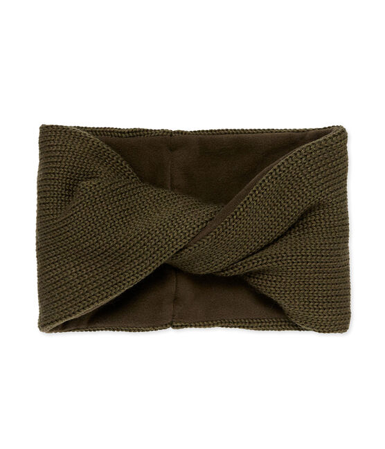 Child's lined knit snood CROCODILE green