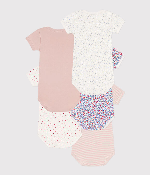 Short-Sleeved Floral Cotton Bodysuits - 5-Pack multicolor
