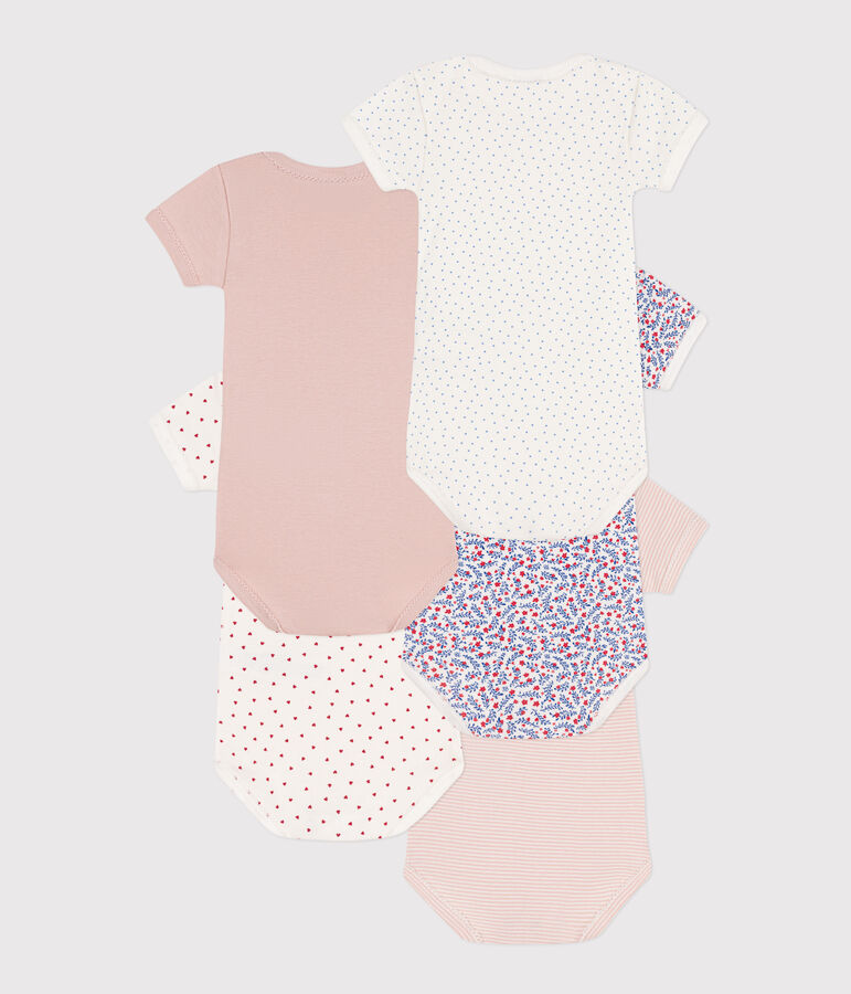 Short-Sleeved Floral Cotton Bodysuits - 5-Pack multicolor