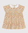 Babies' short-sleeved poplin rress AVALANCHE white/MULTICO