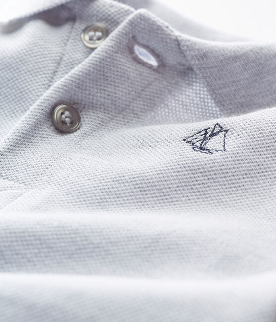 Baby boys' polo shirt Shortie POUSSIERE CHINE grey
