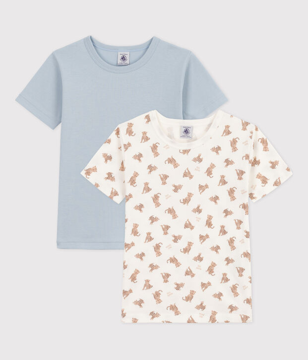 Boys' Short-Sleeved Leopard Pattern Cotton T-shirts - 2-Pack multicolor