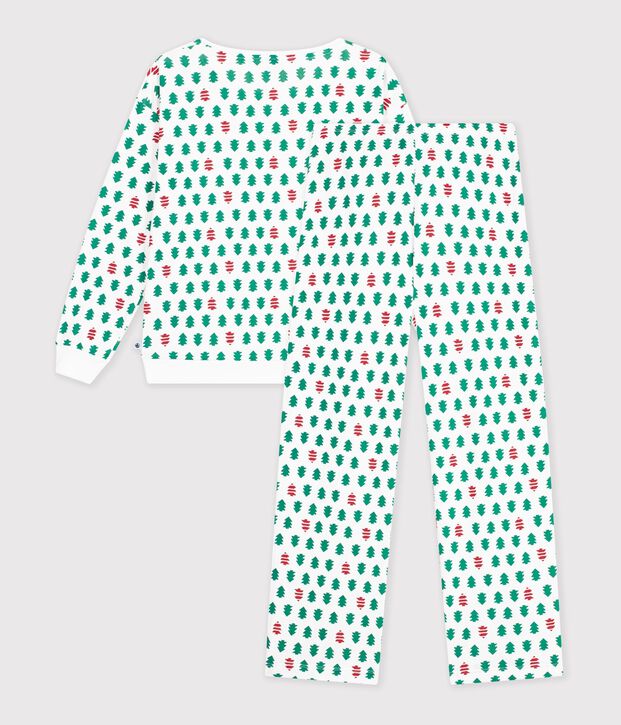 Women's fir tree print cotton pyjamas white/multicolor