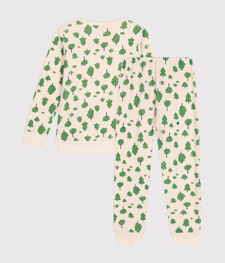 Children's tree print brushed terry towelling pyjamas Ecru/multicolor