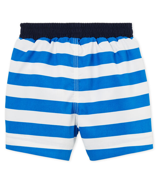 Baby boys' striped beach shorts blue/white