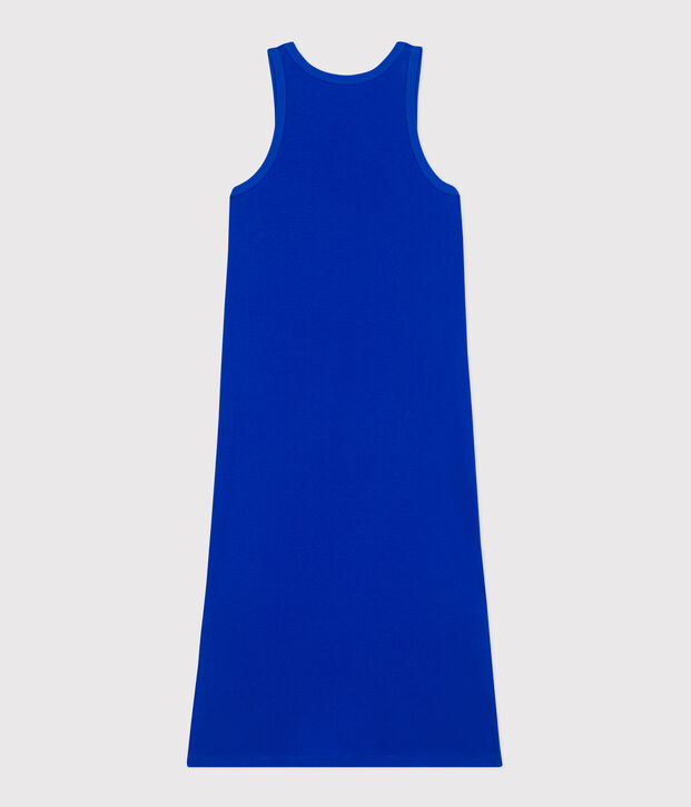 Women's long cotton vest dress blue
