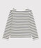 Girls' Cotton Breton Top MARSHMALLOW white/SMOKING blue