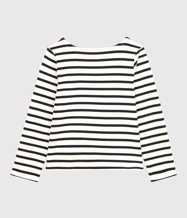 Girls' Cotton Breton Top white/blue