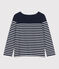 Women's long-sleeved cotton Breton top SMOKING blue/MARSHMALLOW white