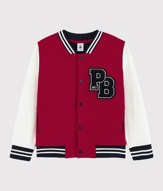 Children's Unisex Fleece Baseball Jacket red/white