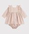 Babies' dress in cotton with a graphic print Ecru/white