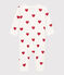 Babies' heart patterned footless cotton sleepsuit MARSHMALLOW white/TERKUIT red