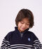 Children's stripy shawl collared cotton sweatshirt blue/white