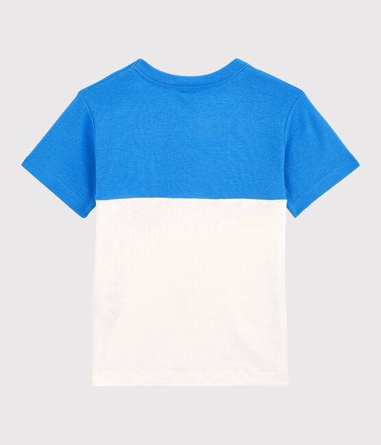Boys' Short-Sleeved Cotton T-Shirt BRASIER blue/MARSHMALLOW grey