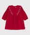 Babies' long-sleeved plain corduroy dress TERKUIT red