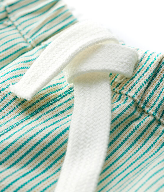 Baby Boys' Eye-Catching Stripy Serge Shorts MARSHMALLOW white/GAZON green