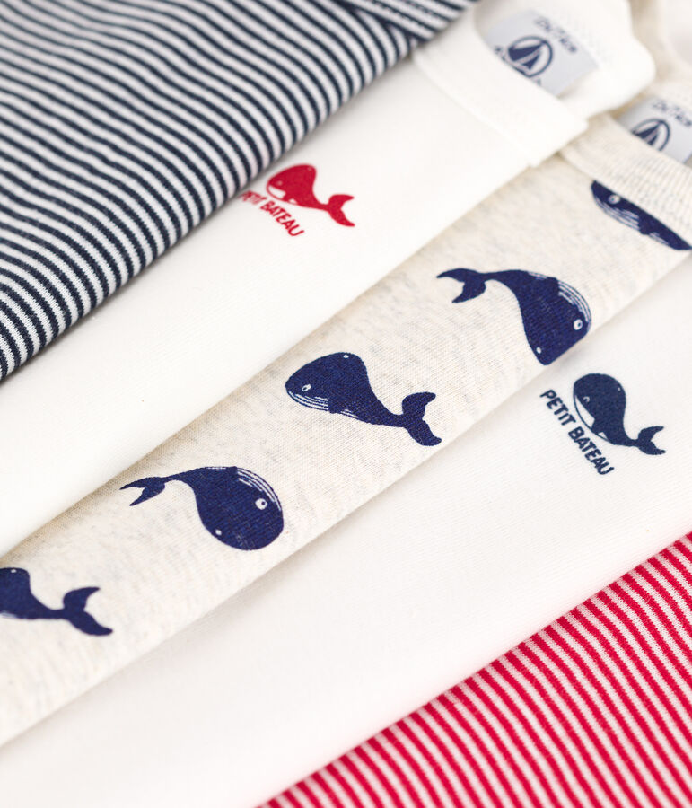 Short-Sleeved Whale Themed Cotton Bodysuits - 5-Pack multicolor