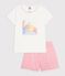 Children's short cotton pyjamas with an ocean design white/pink