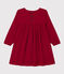 Girls' long-sleeved dress in plain velvet CORRIDA red
