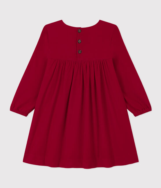 Girls' long-sleeved dress in plain velvet CORRIDA red