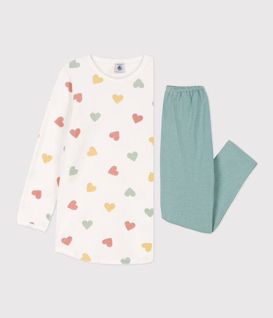 Girls' Velour Nightdress MARSHMALLOW white/MULTICO white