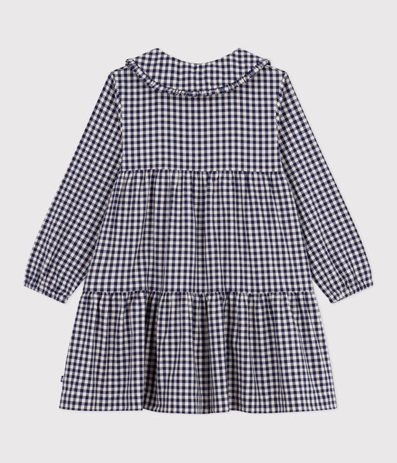 Children's long-sleeved checked flannel dress SOIR blue/MILK