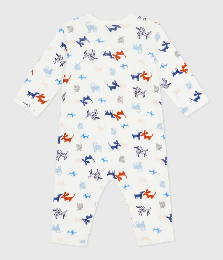 Babies' footless dog print cotton pyjama suit white/multicolor